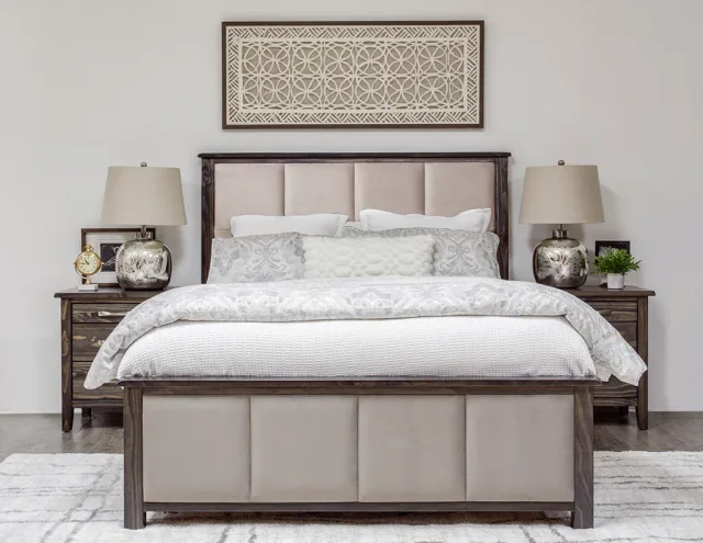 Scarlett upholstery  Bed Front view by Mako Wood Furniture
