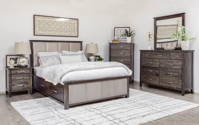 Scarlett solid wood  Upholstered Bedroom set king queen double  by Mako wood furniture