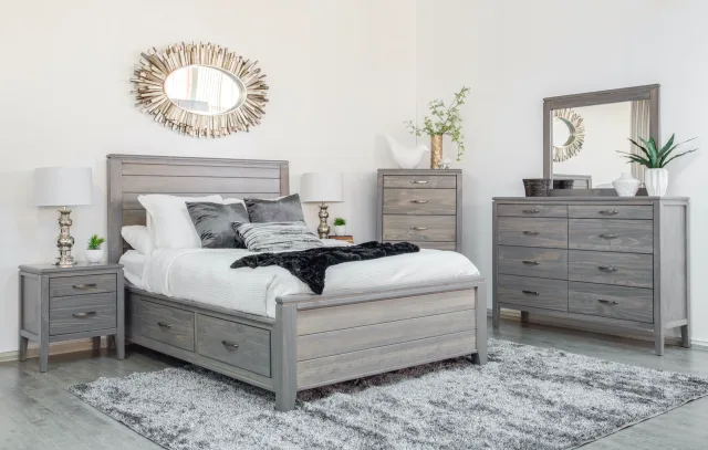 Robina solid wood bed with side Storage by Mako Wood Furniture