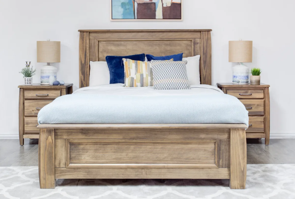 Tofino solid wood farmhouse look bed queen king double by Mako Wood Furniture