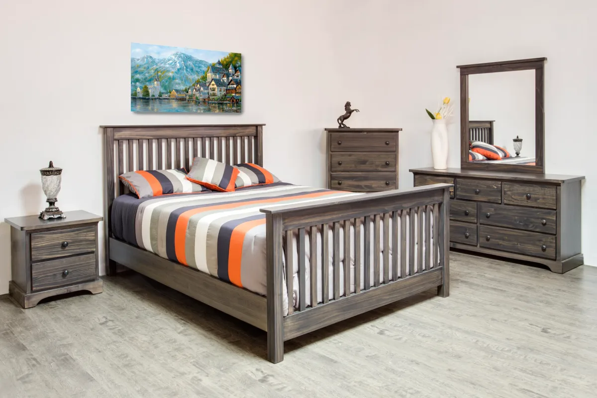 Polo solid pine mission style bed queen king double by Mako wood furniture