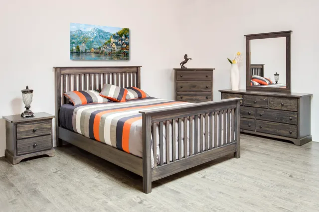 Polo solid pine mission style bed queen king double by Mako wood furniture