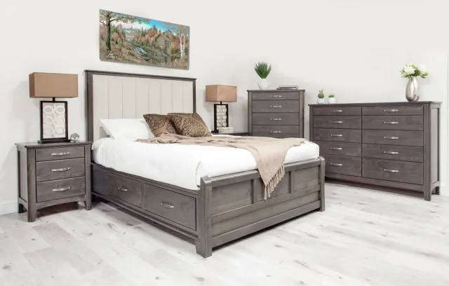 saffron channel tufted headboard bedroom set queen king  by Mako wood furniture