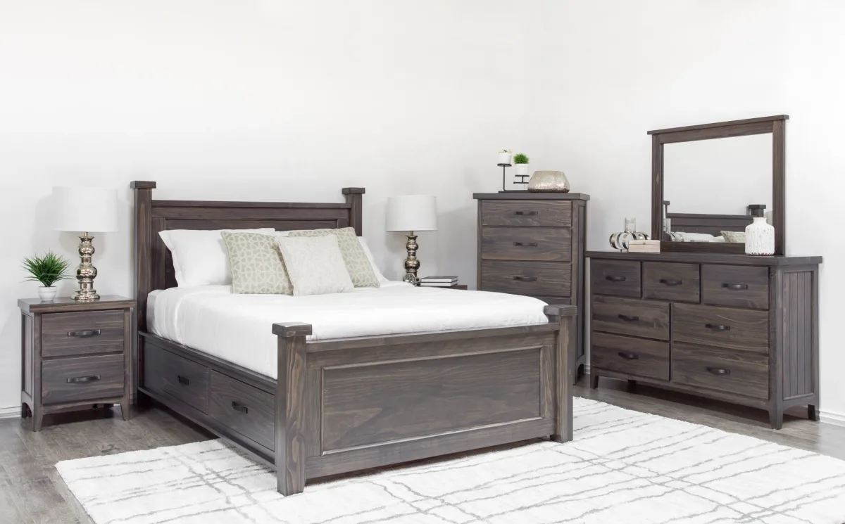 Natalie solid pine side storage bedroom suite by mako WOod