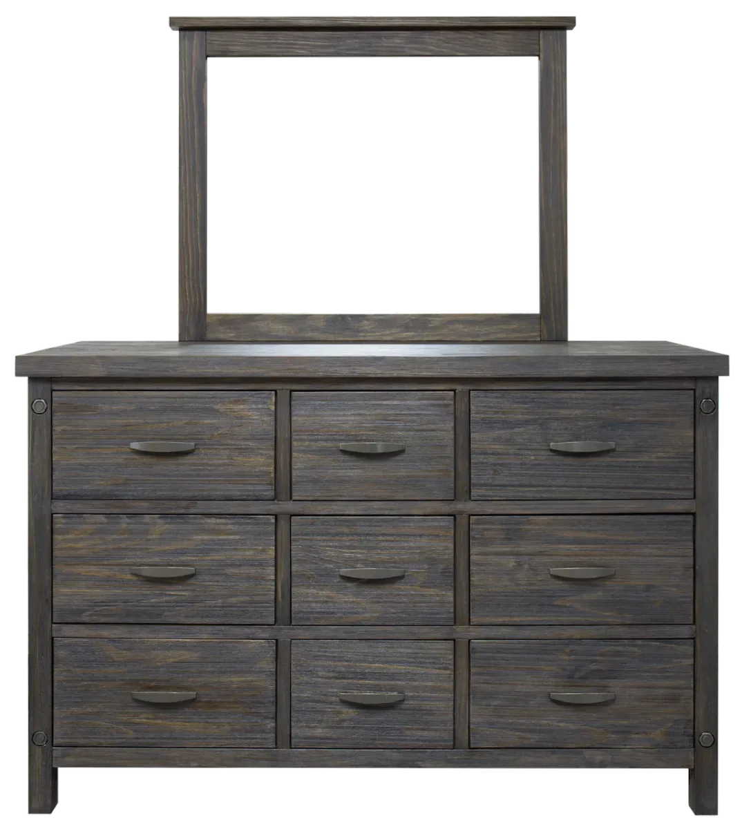 Adam solid pine 9 drawers dresser in wire brush finish  by Mako Wood Furniture