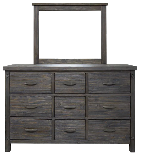 Adam solid pine 9 drawers dresser in wire brush finish  by Mako Wood Furniture