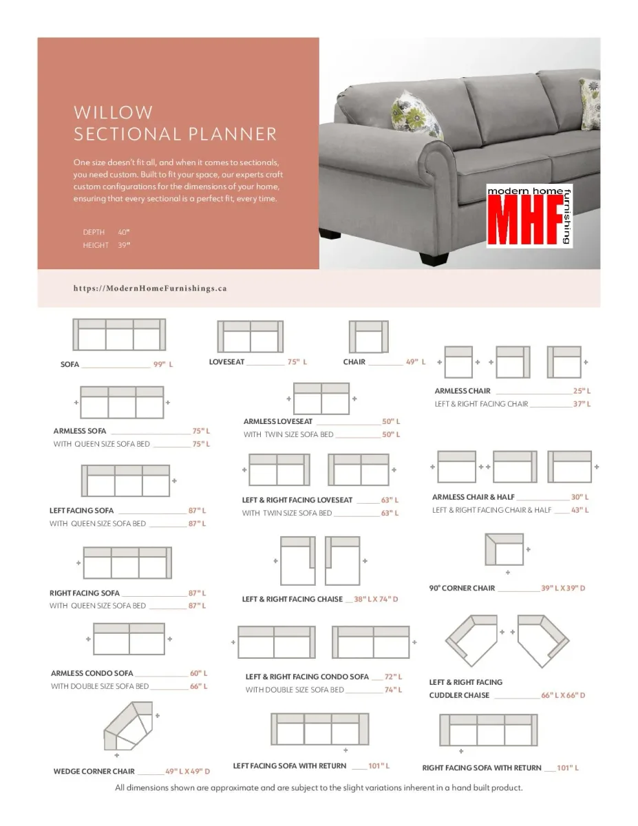 Willow Sectional Planner by Cloud Couches