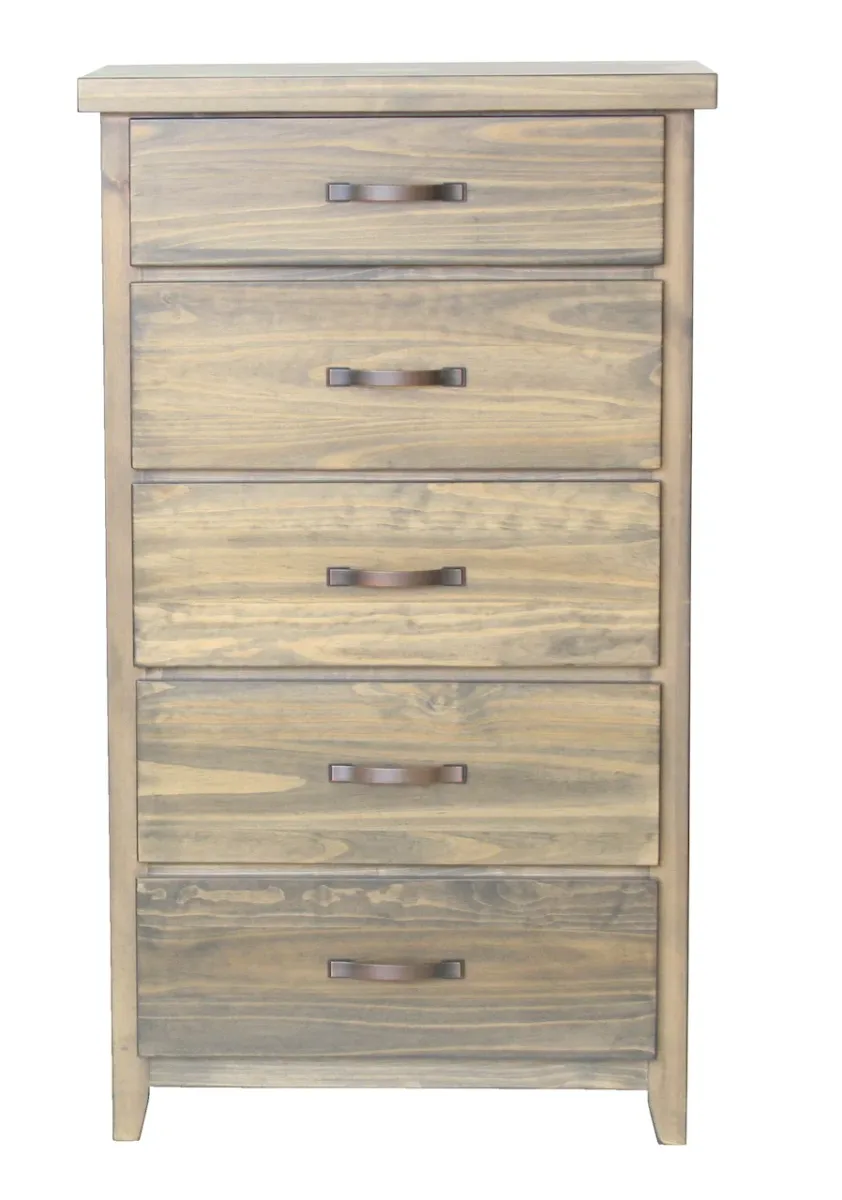 natalie solid pine five drawers chest by mako wood furniture