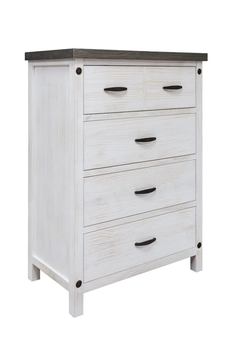 Wire brushed solid wood Bianca 5 drawers chest by mako Wood