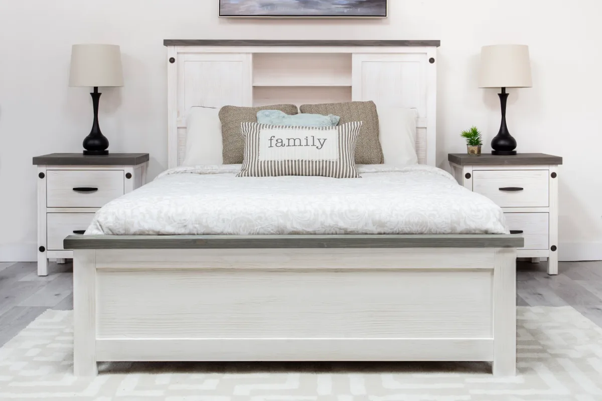 Wire brushed solid wood Bianca bed with farmhouse look