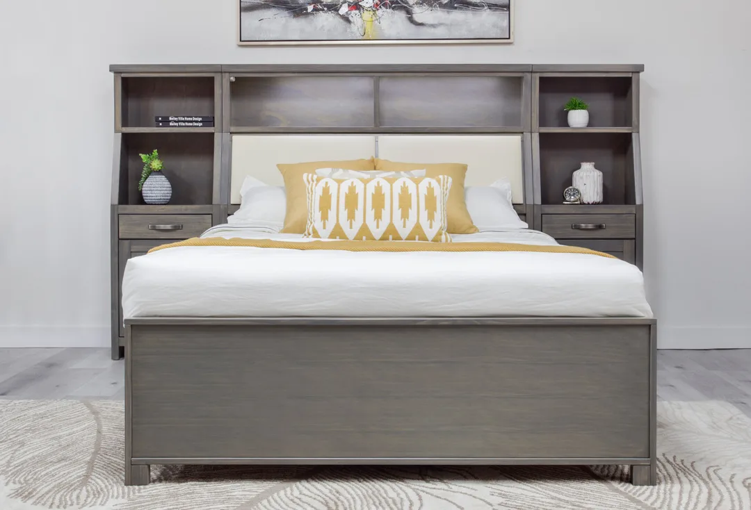 Jetty storage bed with bookcase storage headboard and matching towers