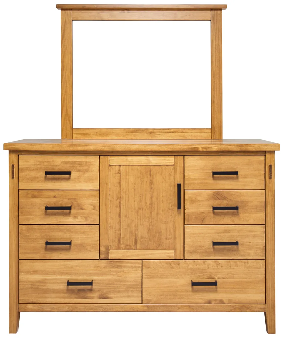 Hudson deep drawers and door dresser with door in rustic finish by Mako