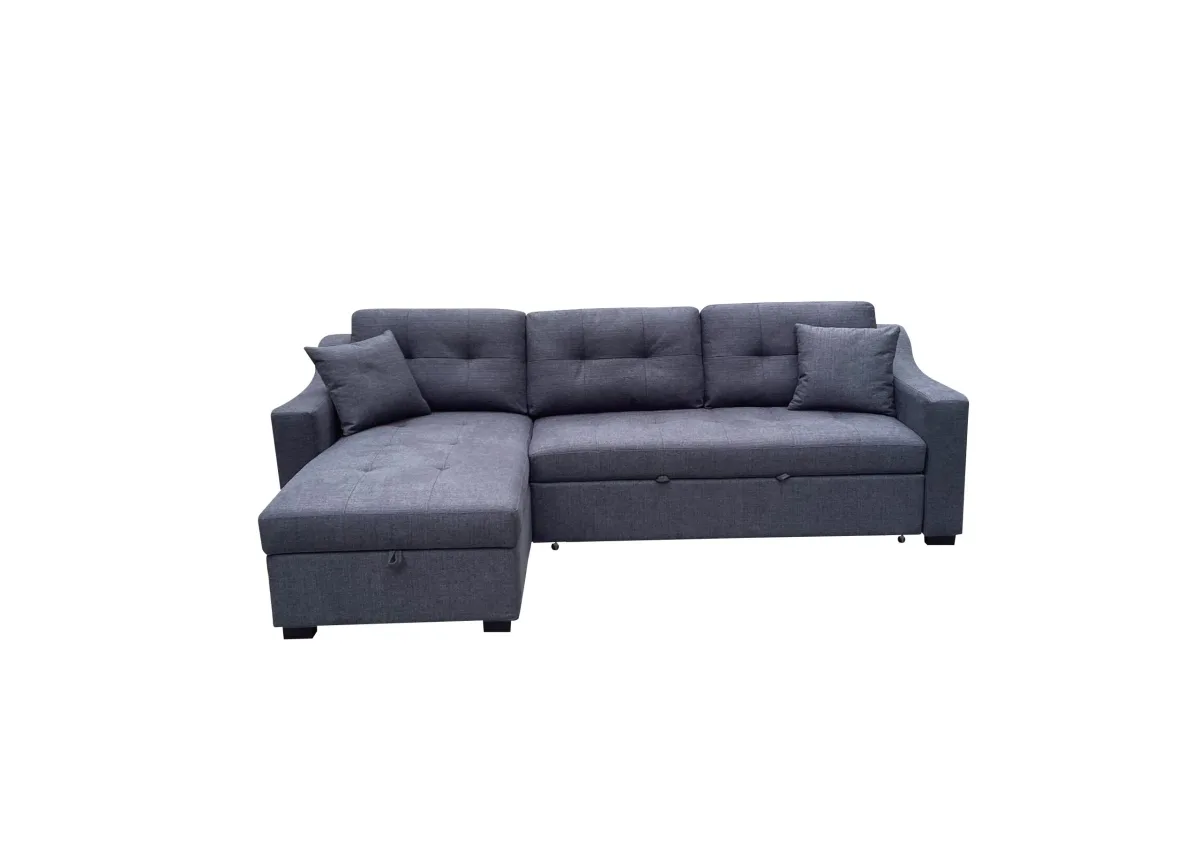 L shape reversible section with storage chest
