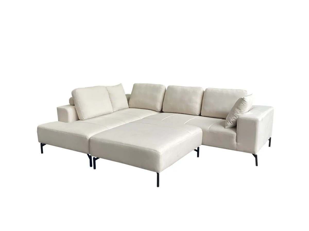 Block L shape sectional sofa with ottoman