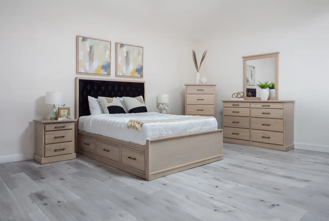 Nova tufted headboard storage bedroom suite