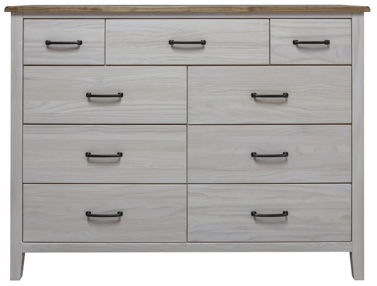 Solid pine Monkland nine drawers dresser with deep drawers