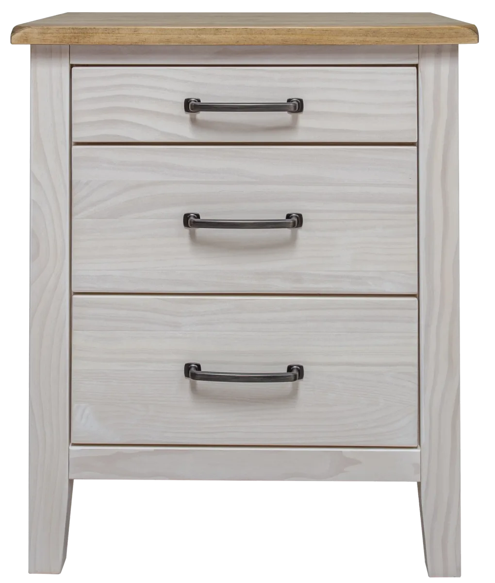 Solid wood Monkland night table in two tone finish