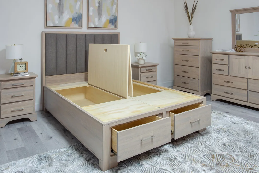 Solid wood Nova storage bed with drawers and hidden Boxes