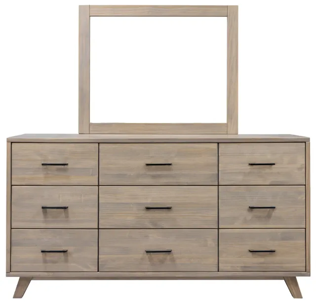 Belmont solid pine nine deep drawers dresser with mirror by Mako Wood Furniture