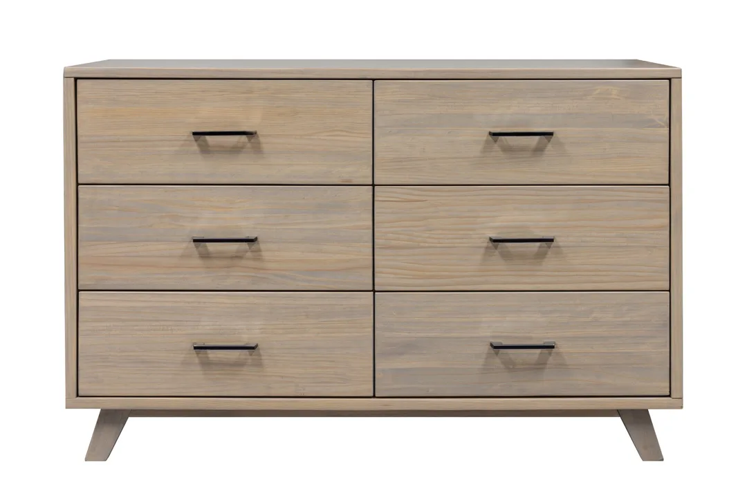 Solid pine six deep drawer modern dresser