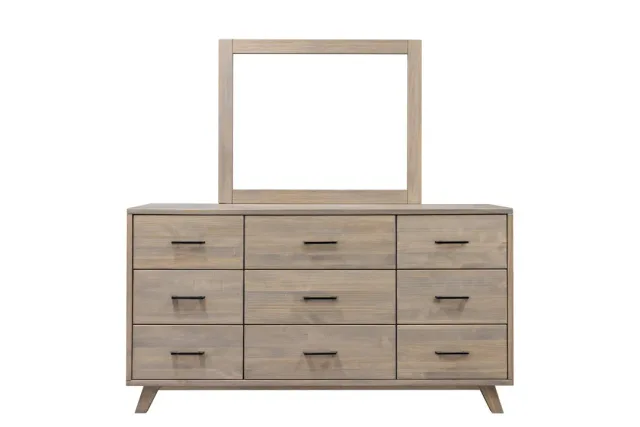 Saltstone solid pine 9 deep drawers dresser and mirror by Mako Wood Furniture