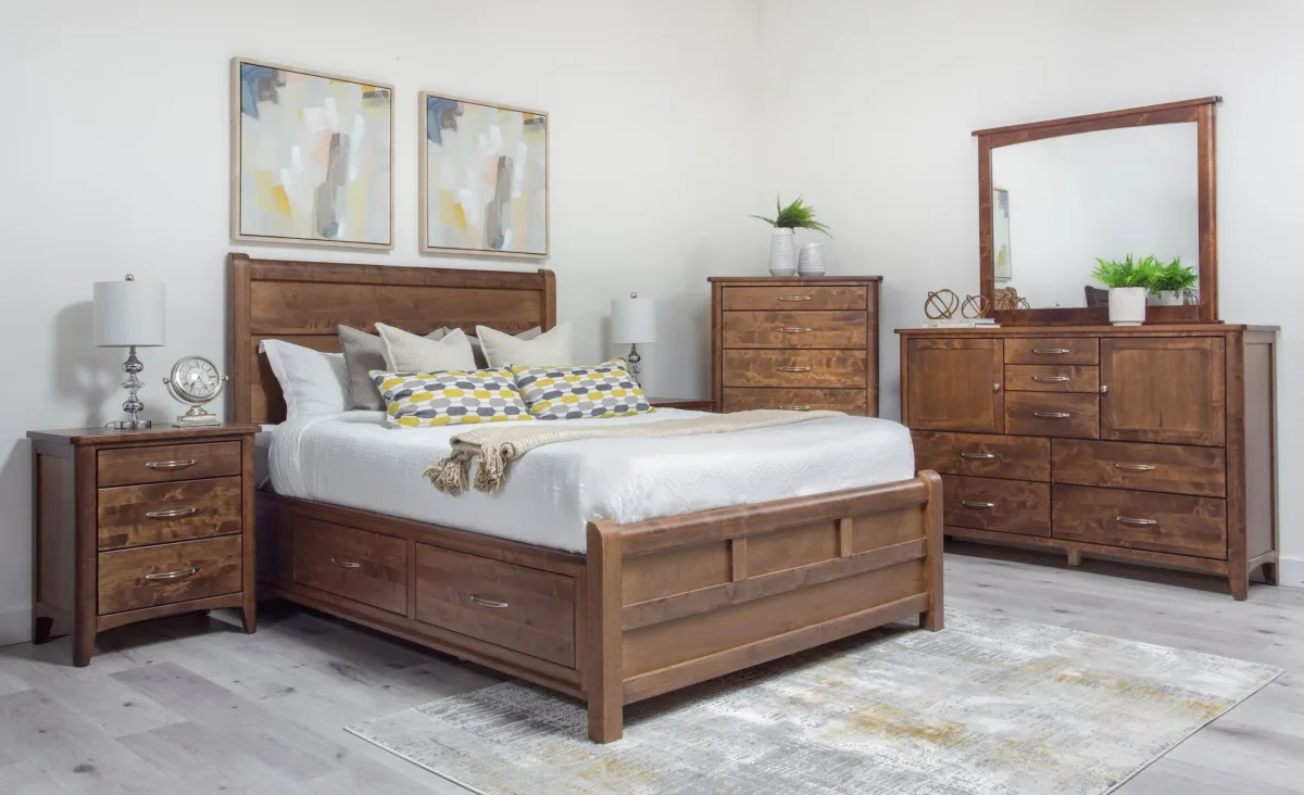 Solid maple bedroom set with storage bed by Mako Wood