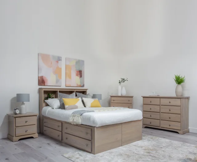 Captain Storage Bedroom Suite. Made in Canada Choice of Stain